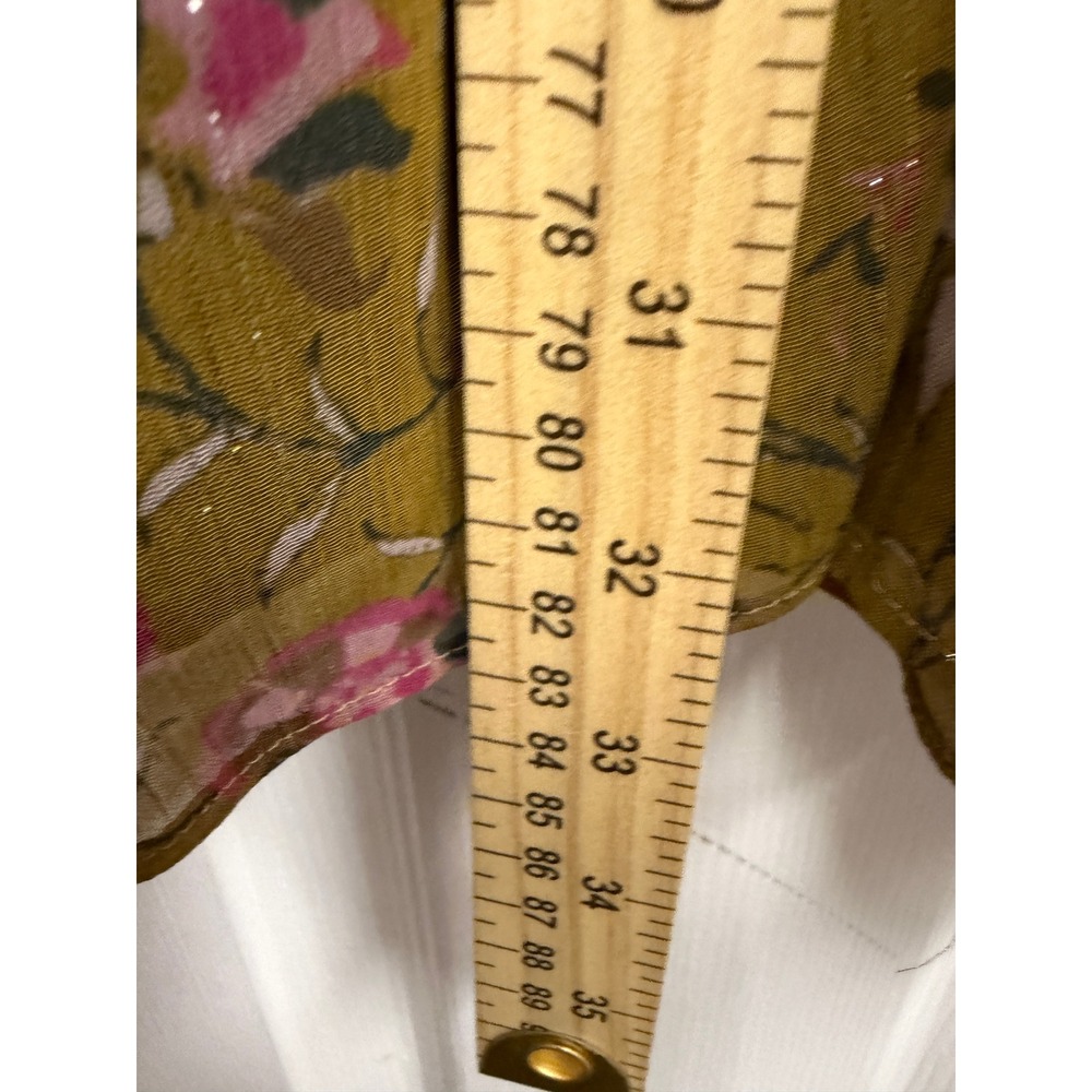 House of Harlow 1960 Mustard Yellow Floral Metallic Lurex Mini Dress Womens M - Picture 13 of 16